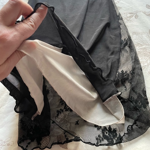 Y2K Sheer Black Mesh Overlay Mini Dress Small Slinky Whimsigoth Vamp Witchy Goth - Picture 6 of 9